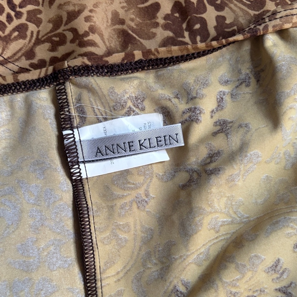 Anne Klein Gold and Brown Floral Chemise Set - Picture 6 of 8